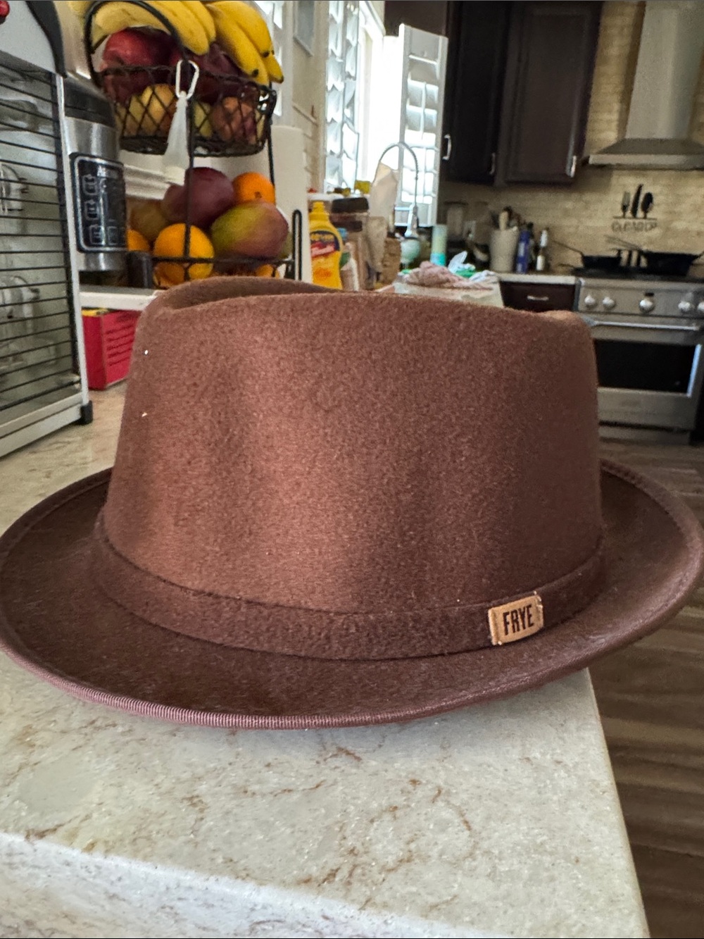 NWT Frye Cappuccino wood Felt Trilby Hat